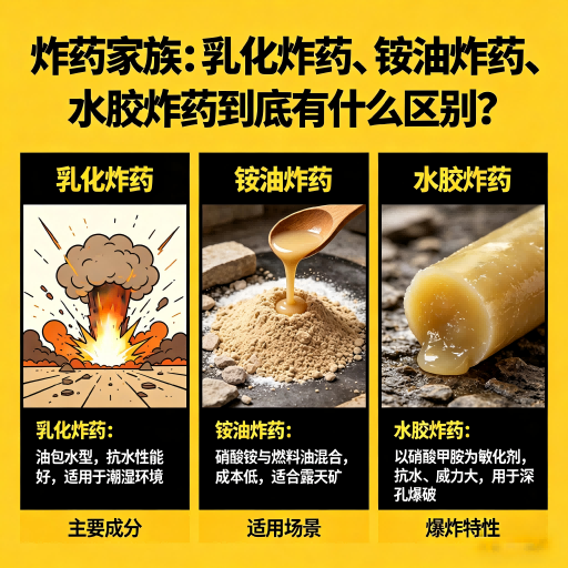 上林炸药家族：乳化炸药、铵油炸药、水胶炸药到底有什么区别？